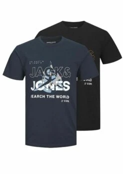 Jack & Jones Junior 2Er Pack - T-Shirt Print - Black