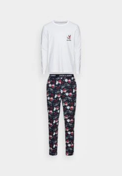 Jack & Jones Jacsanta Tee And Pants Giftbox - Pyjama - White/Navy Blazer