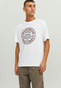 JACK&JONES Premium Jprblueddie Crew Neck- T-Shirt Print - Bright White