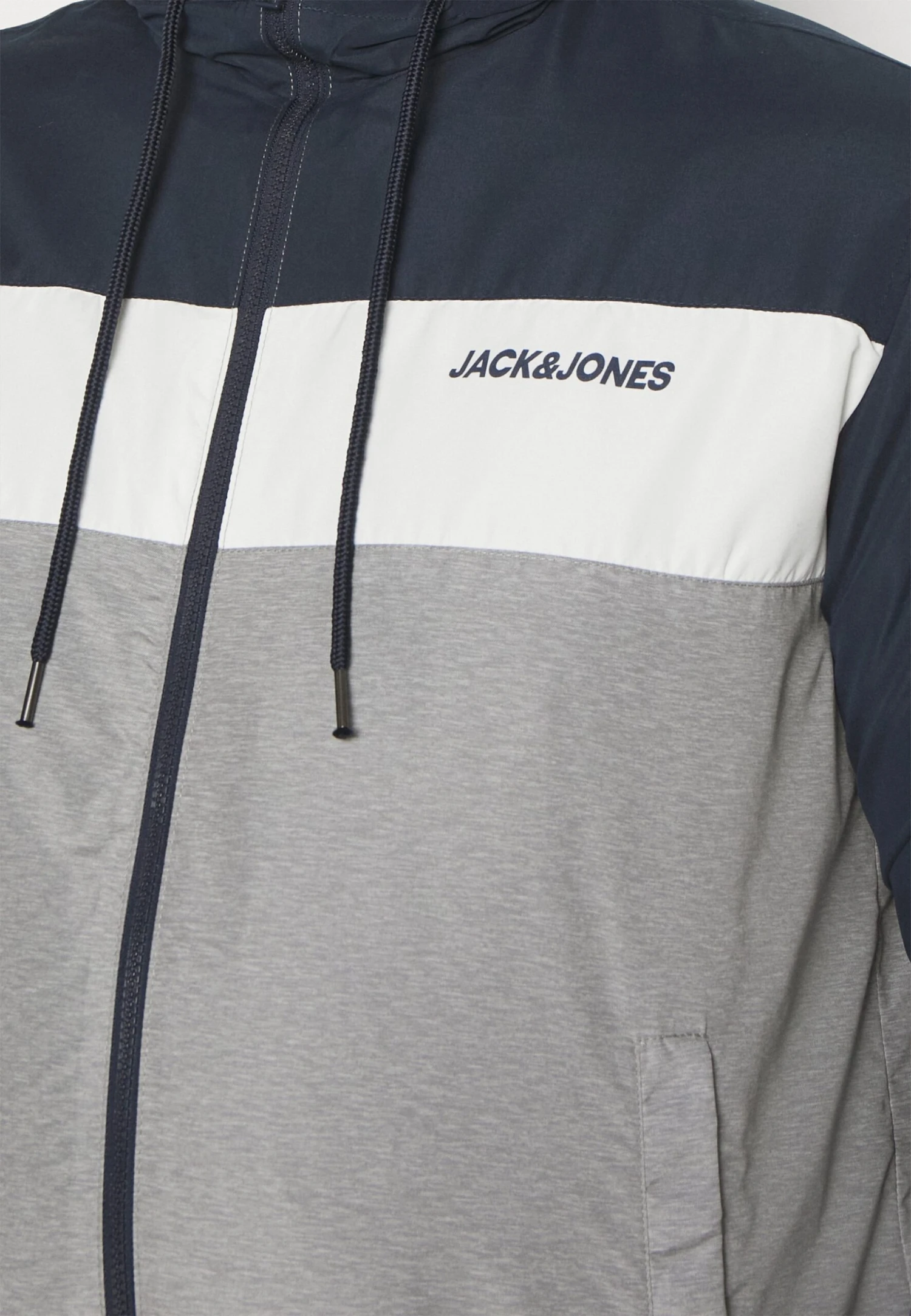 Jack & Jones Jjerush Hood - Windjack - Navy Blazer/White/Light Grey Melange 5 Jack & Jones Jjerush Hood - Windjack - Navy Blazer/White/Light Grey Melange - Afbeelding 5
