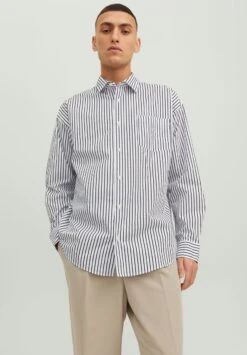 Jack & Jones Jorbill Oversize Unisex - Overhemd - Bright White Stripe
