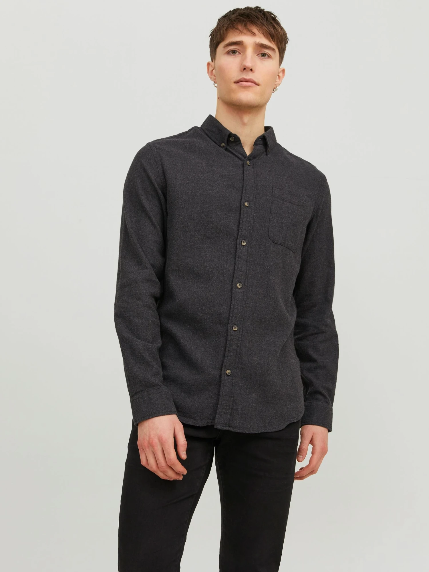 Jack & Jones Jjeclassic Melange - Overhemd - Dark Grey 1 Jack & Jones Jjeclassic Melange - Overhemd - Dark Grey