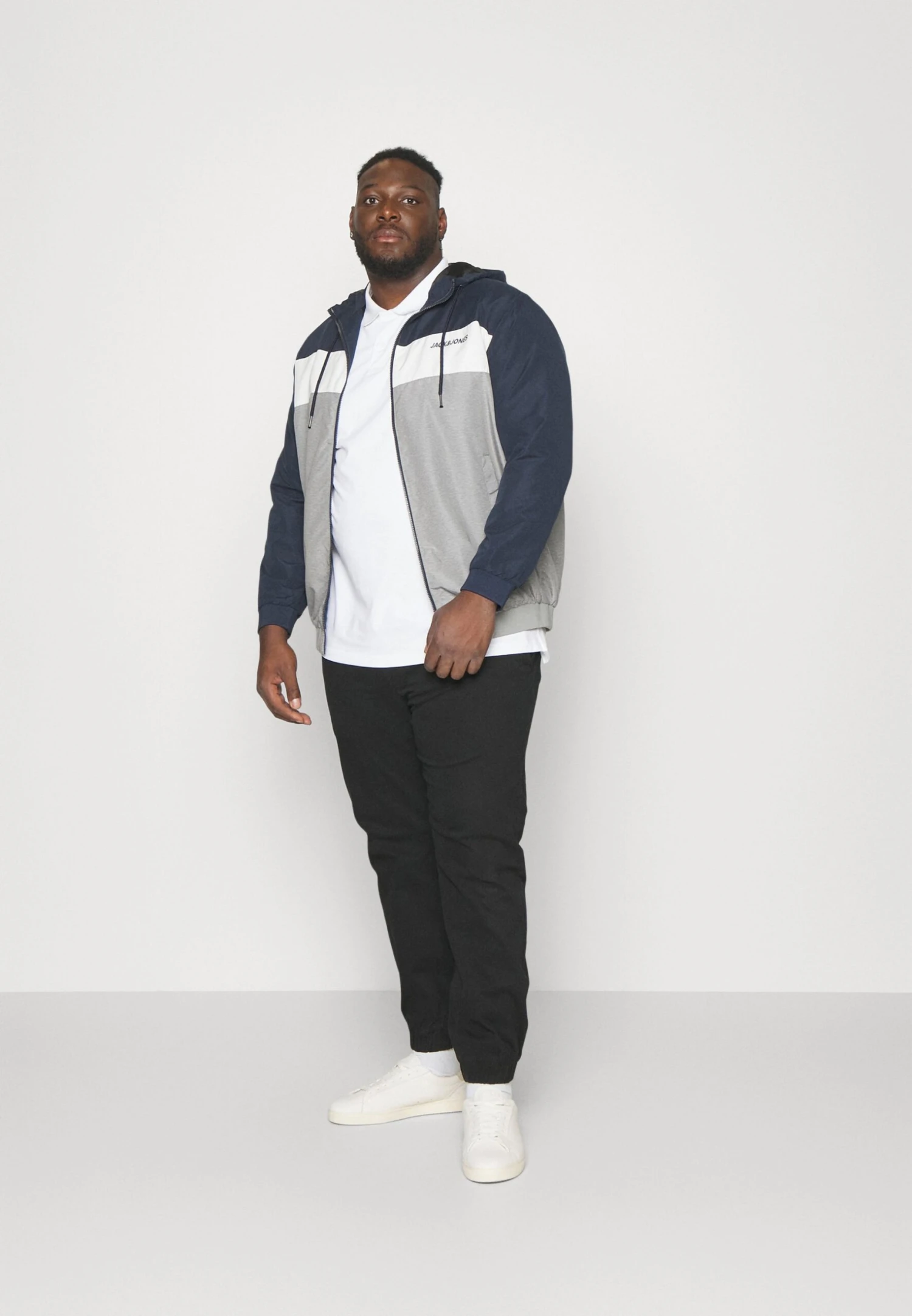 Jack & Jones Jjerush Hood - Windjack - Navy Blazer/White/Light Grey Melange 2 Jack & Jones Jjerush Hood - Windjack - Navy Blazer/White/Light Grey Melange - Afbeelding 2