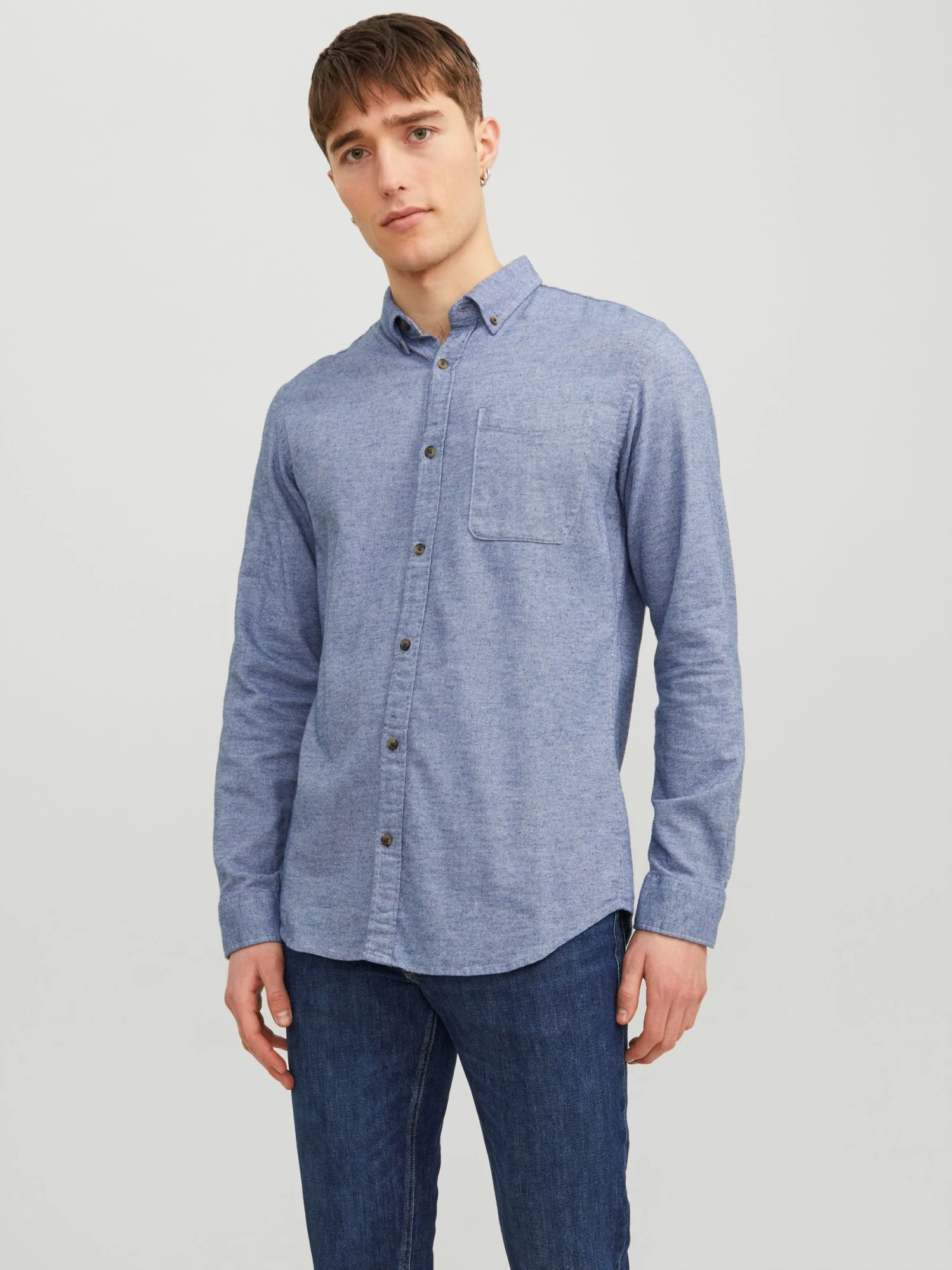 Jack & Jones Jjeclassic Melange - Overhemd - Faded Denim 1 Jack & Jones Jjeclassic Melange - Overhemd - Faded Denim