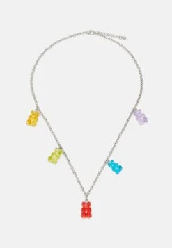 Jack & Jones Jacgummi Bear Necklace Unisex - Ketting - Silver Birch