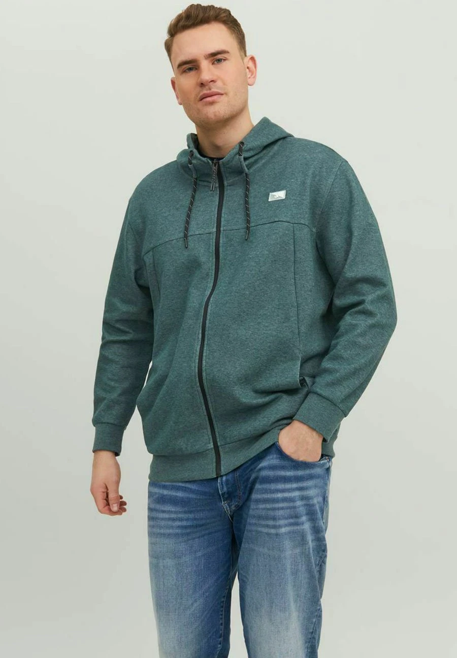 Jack & Jones Plus Size Reissverschluss - Sweater Met Rits - Deep Teal 1 Jack & Jones Plus Size Reissverschluss - Sweater Met Rits - Deep Teal