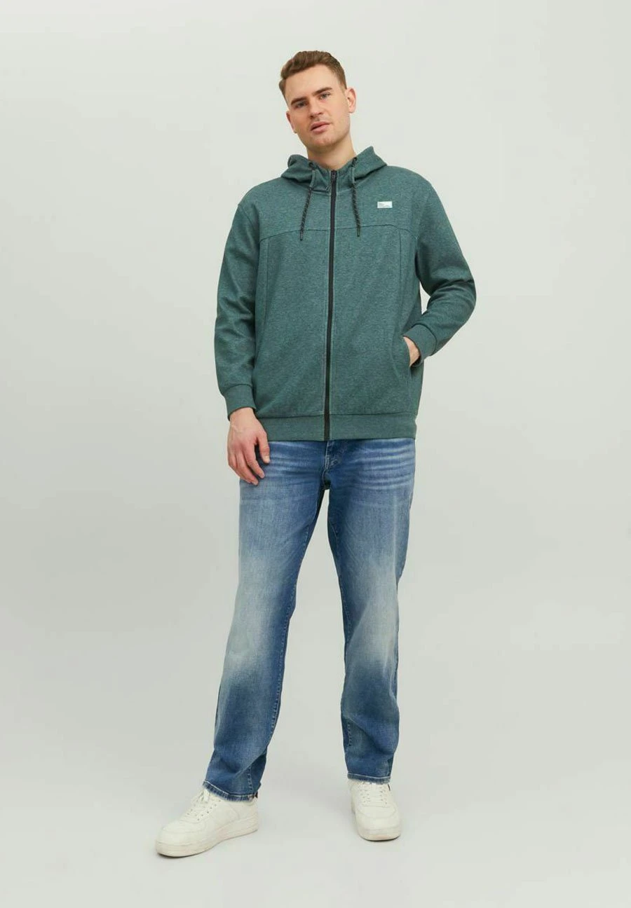 Jack & Jones Plus Size Reissverschluss - Sweater Met Rits - Deep Teal 2 Jack & Jones Plus Size Reissverschluss - Sweater Met Rits - Deep Teal - Afbeelding 2