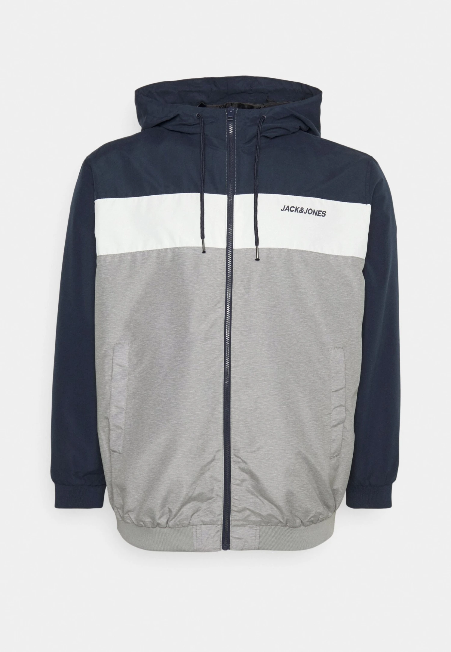 Jack & Jones Jjerush Hood - Windjack - Navy Blazer/White/Light Grey Melange 4 Jack & Jones Jjerush Hood - Windjack - Navy Blazer/White/Light Grey Melange - Afbeelding 4