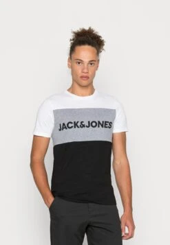 Jack & Jones Jjelogo Blocking Tee - T-Shirt Print - White