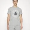 Jack & Jones Jacaaron Ss Tee And Shorts Set - Pyjama - Light Grey Melange