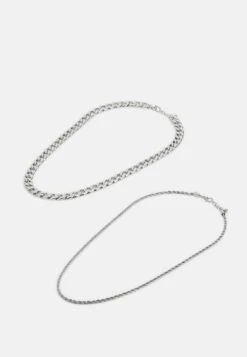 Jack & Jones Jacanch Necklace Unisex 2 Pack - Ketting - Silver Coloured