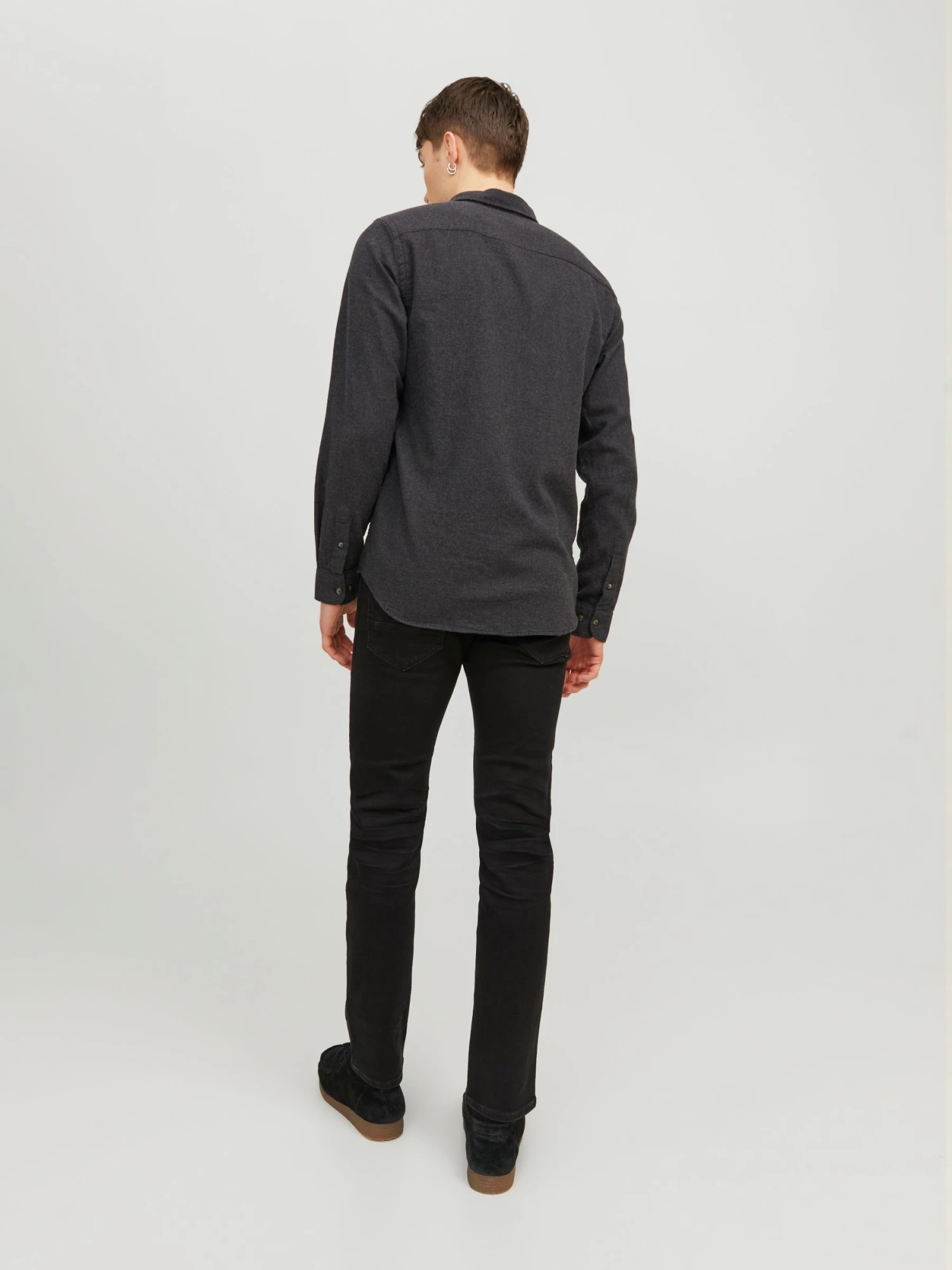 Jack & Jones Jjeclassic Melange - Overhemd - Dark Grey 2 Jack & Jones Jjeclassic Melange - Overhemd - Dark Grey - Afbeelding 2