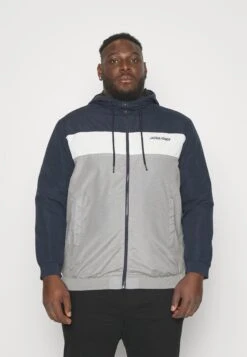 Jack & Jones Jjerush Hood - Windjack - Navy Blazer/White/Light Grey Melange